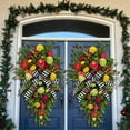 thumbnail image 4 of 20 inch Spring Summer Front Door Teardrop Wreath Artificial Tulip Flowers Swag Teardrop Wreath Decoration with Fake Tulips and Green Leaves for Front Door Window Wall Home Decor, 4 of 9
