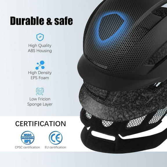 Lumdeer Bike Helmet for Adults - Commuter Bicycle Helmet with Newsboy Cap Visor, USB Rechargeable Light, Large Soft Inner & Chin Pad, Ajustable Dial & Strap, Cycling Helmet for Men Women