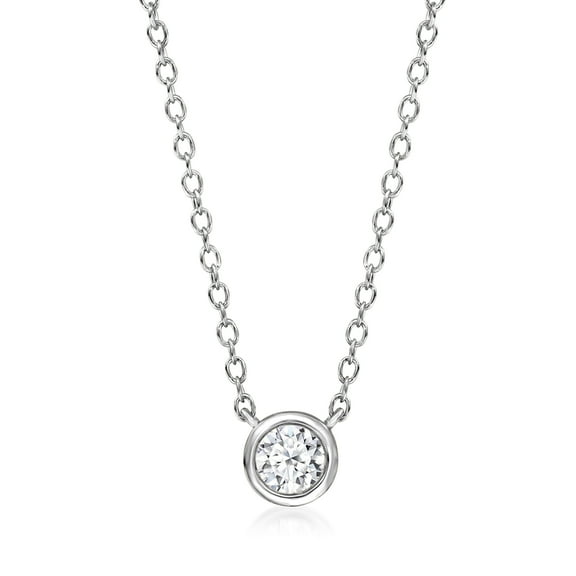 Ross-Simons 0.15 Carat Bezel-Set Lab-Grown Diamond Necklace in Sterling Silver, Women's, Adult