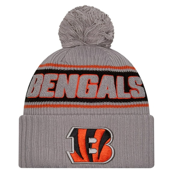 Men's New Era  Gray Cincinnati Bengals 2024 Sideline Sport Cuffed Knit Hat with Pom