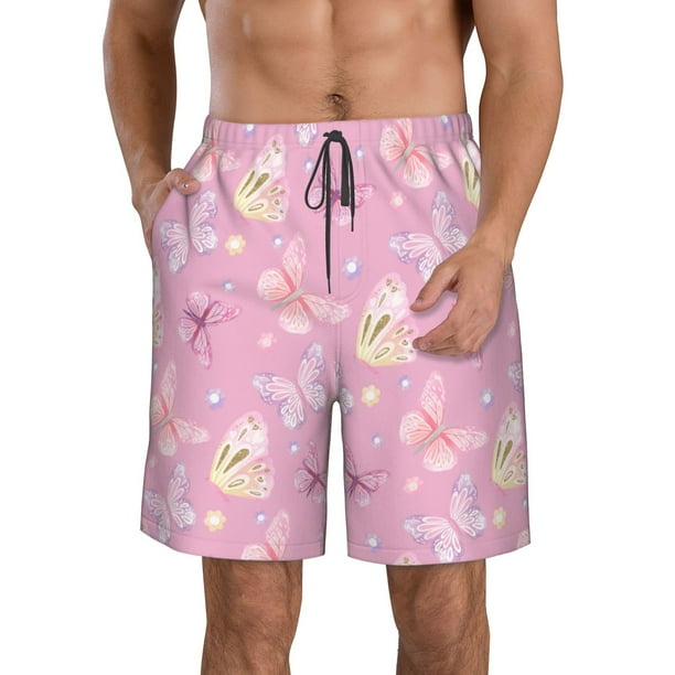 Balery Butterfly 1 Traje de Baño Estilo Hawaiano para Hombre, Shorts de Secado Rápido con Bolsillos-Large