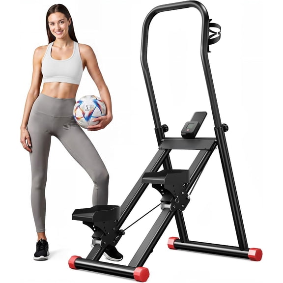 Stair Stepper Exercise Machine for Home Gym,Compact Folding Stair Climber with Extended Step Range,Vertical Climber Machine with 4 Levels Resistance,Step Machine Type with 330lb Capacity
