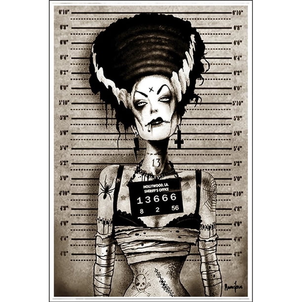 Bride Mugshot By Marcus Jones Frankenstein Monster Tattoo Art Print For Framing Walmart Com Walmart Com