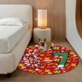 thumbnail image 2 of Red Christmas Round Area Rug 5Ft Washable Circle Rugs for Living Room Bedroom, Winter Xmas Gifts Stockings Wreaths Bells Non-Slip Carpet Floor Mats Indoor Outdoor Carpet Runner Aesthetic Home Decor, 2 of 8