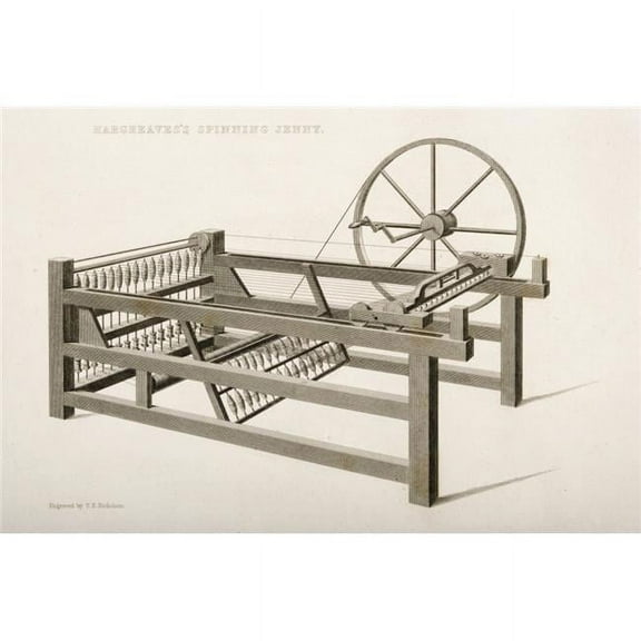 Hargreaves Spinning Jenny. Engraved by T.E. Nicholson in 1830S Poster Print