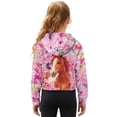 thumbnail image 2 of Xoenoiee Horse Butterfly Flower Print Girls Half Zip Sweatshirt Cropped Pullover Hoodies Long Sleeve Zipper Sweatshirt Fall Winter Tops with Pocket, 7-8 Years, 2 of 7