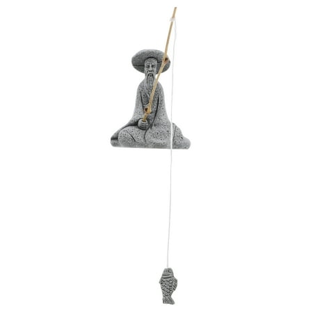 WRITWAA Fisherman Figurine Sandstone Aquarium Accessory for Fish Tank Garden and Desktop Decor
