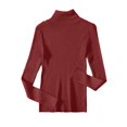 thumbnail image 6 of Women's Winter High Neck Solid Color Long Sleeve Pullover Knitted Bottoming Sweater, Warm and Slim, Great for Layering and Cold Weather,Watermelon Red,One Size, 6 of 6