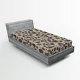 thumbnail image 2 of Ambesonne Floral Fitted Sheet, Leaves with Colorful Blots, Twin Size, Fawn and Pale Eggplant, 2 of 5