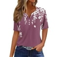 thumbnail image 2 of Womens Tops Plus Size Short Sleeves Round Neck Printed Casual T Shirts Blouse, 2 of 5