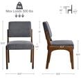 thumbnail image 6 of Dining Chair Set of 4, Upholstered Wooden Dining Chairs with Solid Wood Legs, Farmhouse Dining Room Chair, Kitchen Chair for Dining Room,Dark Gray, 6 of 9