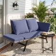 thumbnail image 3 of Devoko Patio Wicker Daybed with Adjustable Armrest, Outdoor PE Rattan Sofa Bed for All-Weather Use,Gray and Blue, 3 of 7