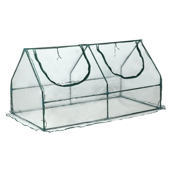 6 x 3 x 3 ft Mini Greenhouse with 2 Zipper Doors, Water-Resistant, UV-Protected for Flowers, Vegetables, and , Transparent