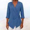 thumbnail image 2 of Womens Tops Linen Shirts For Women Trendy Soft Warp Long Sleeve Tops Casual Slim Summer Blouses Outfits T-Shirts For Women, 2 of 6