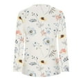 thumbnail image 4 of IROINNID Tunic Tops for Women Womens Oversized Shirt Comfortable Summer Fold Printed Regular Long Sleeves Round Neck Button Top,Beige, 4 of 4