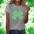 thumbnail image 5 of Felirenzacia Women's St. Patrick's Day Heart Shamrock Graphic T-Shirt Casual Crew Neck Short Sleeve Tee Gray,S, 5 of 5
