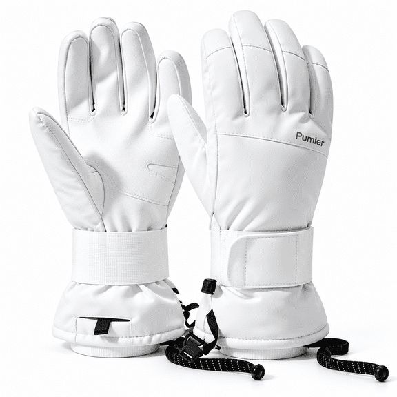 Ski Gloves for Men & Women (White) - 3M Thinsulate Insulated, Waterproof Windproof with Touchscreen & Built-in Wrist Guard for Snowboarding, Riding & Winter Outdoor