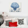 thumbnail image 4 of Nawypu Sea Coastal Style Canvas Wall Art Blue and Grey Starfish Shell Conch Coral Picture Canvas Prints Gallery Canvas Wrapped on Premium Wood Frame Ready to Hang for Living Room Bedroom Bathroom, 4 of 4