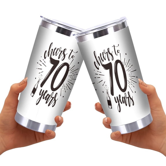 20 Oz Tumbler -70th Birthday Gift 70 Year Old Birthday Gifts for Men Women, Cheers to 70 Years for Dad, Mom, Husband, Wife, Grandpa