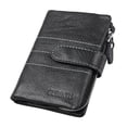 thumbnail image 1 of Monedero con cremallera para hombre de cuero PU grande negro Portatarjetas de identificación jinwen Mens billetera, 1 of 8