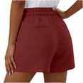 thumbnail image 7 of VBVC Women's Drawstring Elastic Waist Shorts,Straight Leg Breathable Shorts For Women,Ladies Summer Casual Comfy Hiking Shorts with Pockets,Wine,S-2XL, 7 of 7