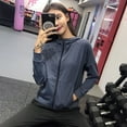 thumbnail image 2 of Ropa de Yoga con cremallera superior para mujer, abrigo con capucha de manga larga, abrigo deportivo holgado de talla grande para correr, entrenamiento y adelgazamiento, 2 of 4