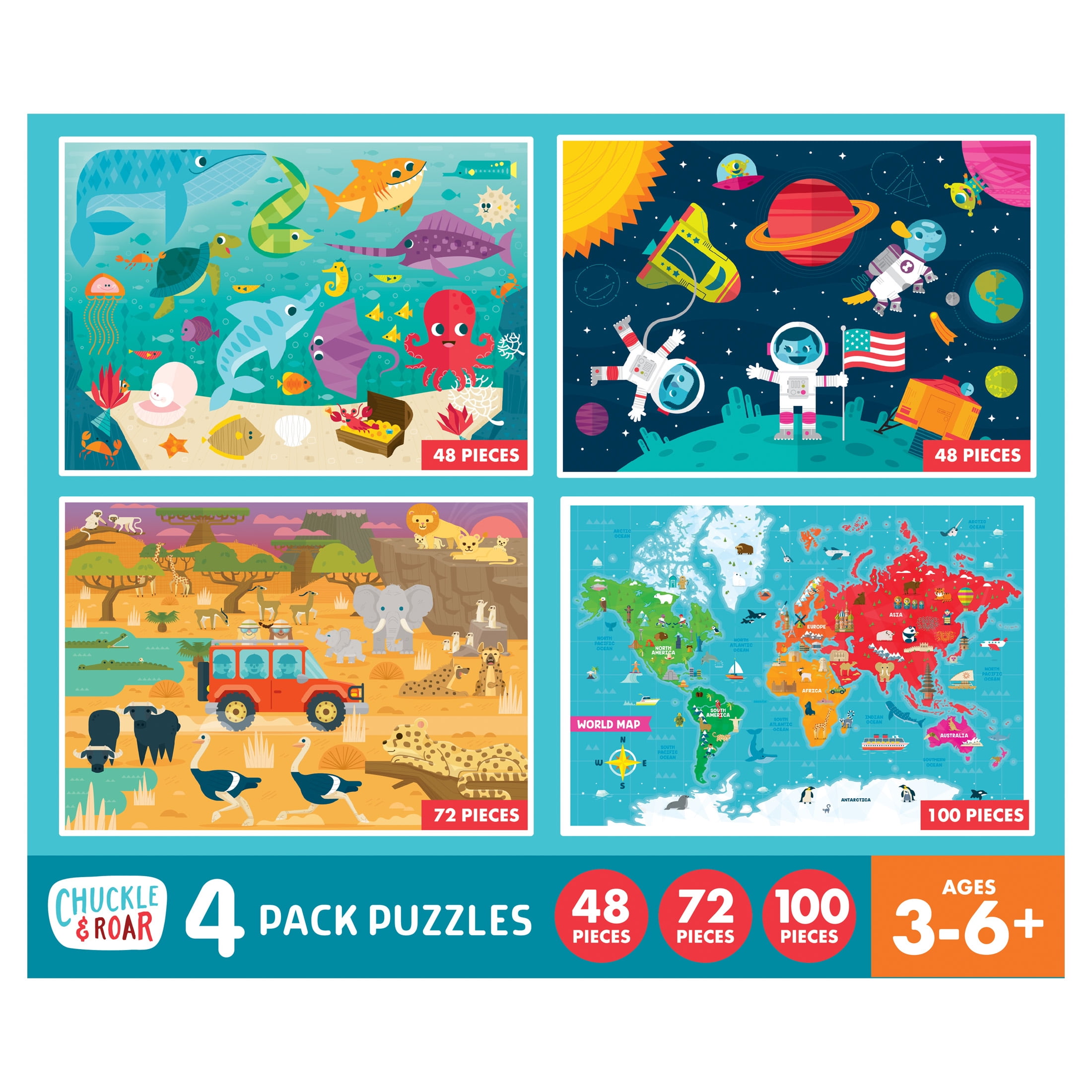 Chuckle & Roar 4 Pack Puzzles for Kids by Buffalo Games