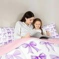 thumbnail image 4 of Feelyou Dreamy Purple Bow Bedding Comforter Set 7-Piece for Girls, Cartoon Bowknot King Bedding Sets, Cute Princess Cartoon Reversible Bed Sheets, Luxury Bedroom Decor, 4 of 7