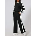 thumbnail image 6 of SHEWIN Womens Sweatsuits 2 Piece Set Fleece Lined Outfits Crew Neck Colorblock Long Sleeve Sweatshirt Jogger Pants Tracksuit Set with Pockets, 6 of 9