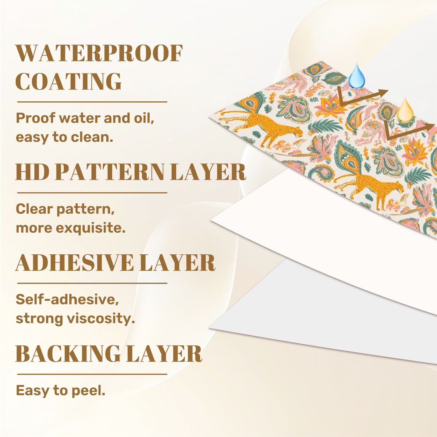 Paisley Peel and Stick Wallpaper 17.7in x 9.8ft Colorful Floral Animal Leopard Horse Illustrations Contact Paper Vinyl Waterproof Self Adhesive Wall Paper for Bedroom Shelf Cabinet Renter Friendly