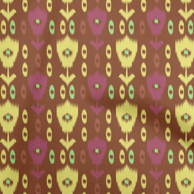 oneOone Georgette Viscose Brown Fabric Ikat Craft Projects Decor Fabric Printed By The Yard 42 Inch Wide