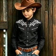 thumbnail image 2 of Wxolcjlv Boys Western Cowboy Shirt Casual Graphic Buttons Down Long Sleeve Shirt, Szies 4-13, 2 of 4