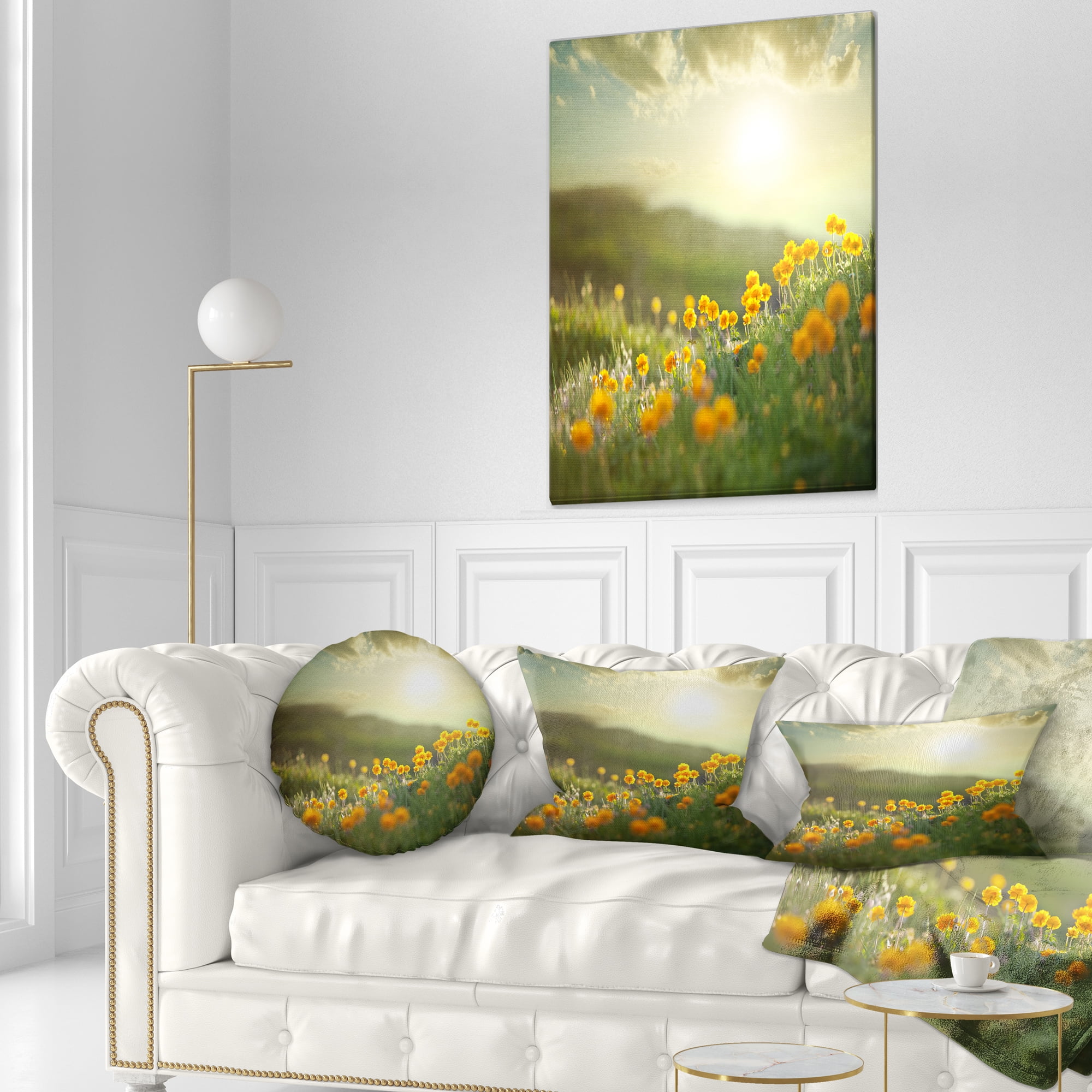 Designart 12" x 20" Yellow Polyester Throw Pillow