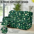 thumbnail image 2 of COEQINE Recliner Cover 3 Seater Stretch Recliner Sofa Cover 8 Pieces Anti-Slip Wear Resistant Dog Couch Slipcover with Side Pocket for Pets, Dogs, Cats, St Patricks Day Four Leaf Clover, 2 of 8