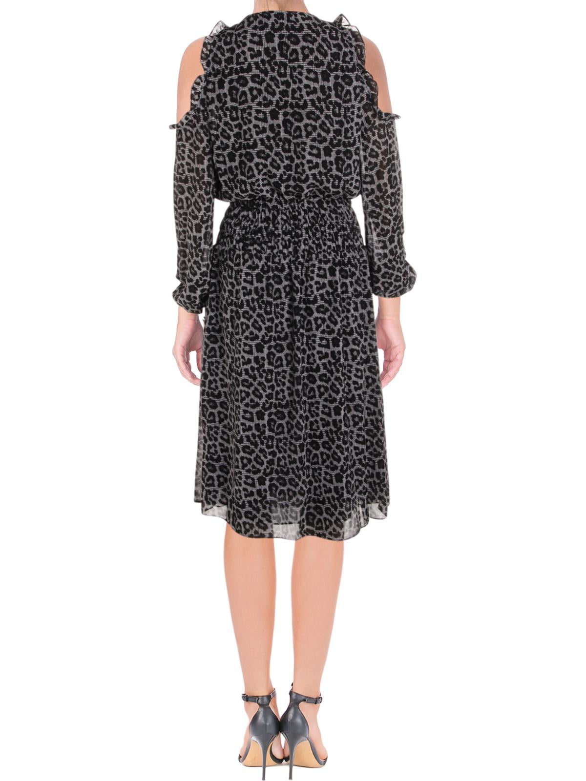 leopard print cold shoulder dress