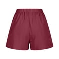 thumbnail image 6 of Cotton Linen Shorts for Women Summer Casual Elastic High Waist Wide Leg Loose Fit Lightweight Beach Shorts with Pockets, 6 of 6