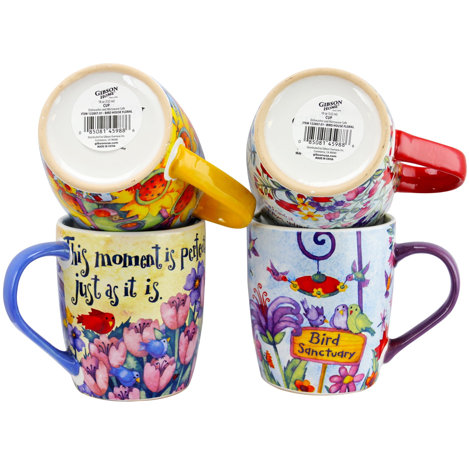 18 oz Cup Set, Set of 4 Assorted Designs