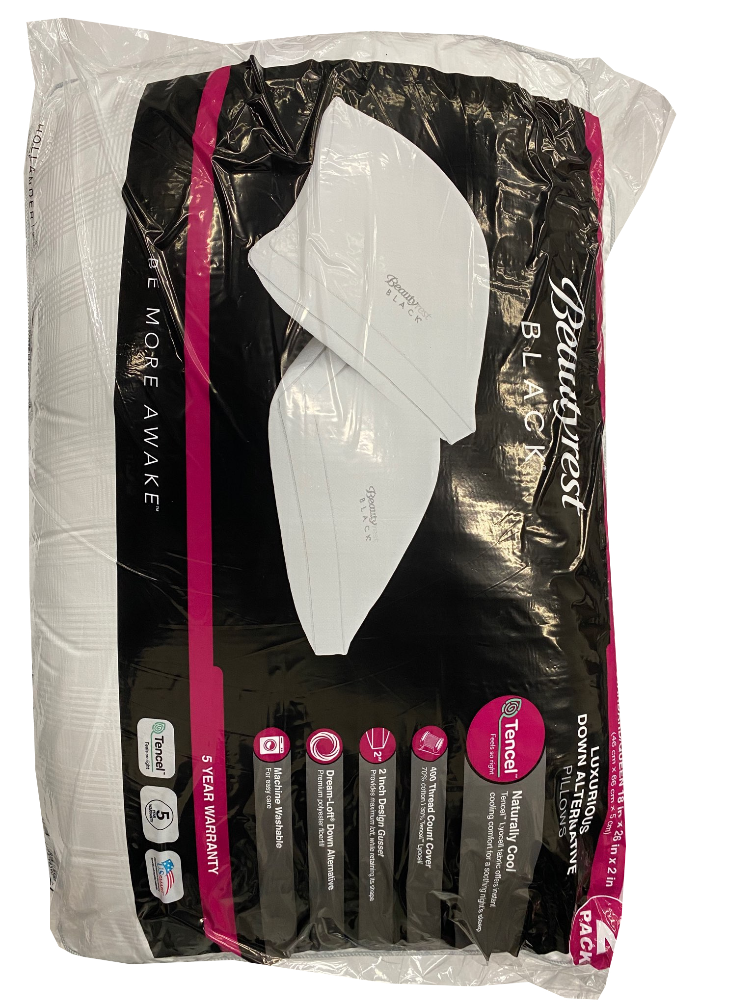 Beautyrest Black Pillows, 2-Pack Standard Queen - Walmart.com