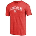 thumbnail image 2 of Men's Heathered Scarlet Nebraska Huskers Hometown Arched City Tri-Blend T-Shirt, 2 of 3