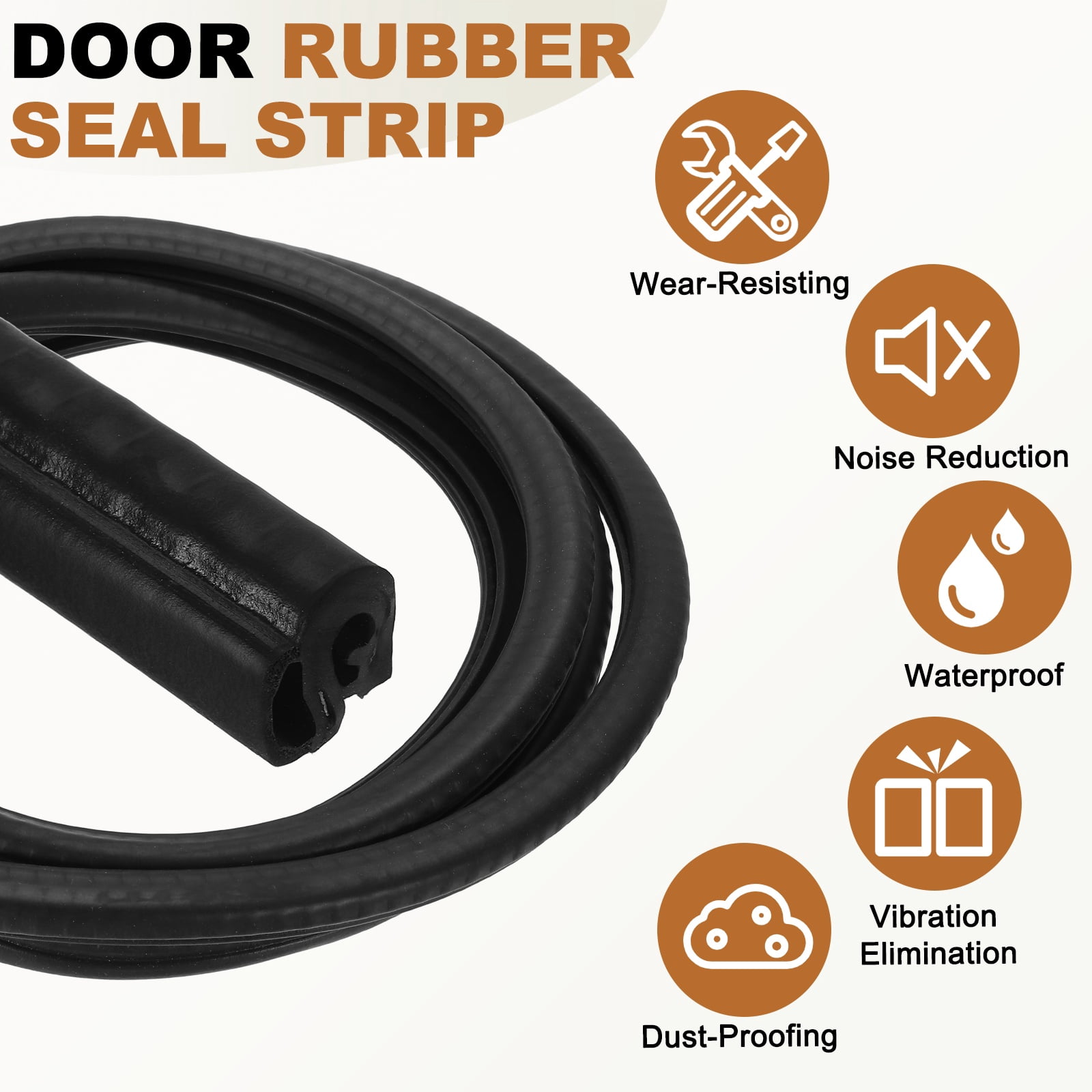 Door Weather Stripping 9.8FT, 12mm W x 12mm H EPDM Car Door Rubber Edge Trim Seal Strip Gasket with Side Bulb Fit 1mm to 2.5mm Edge for Electrical Cabinet Car Boat RV Truck, Black