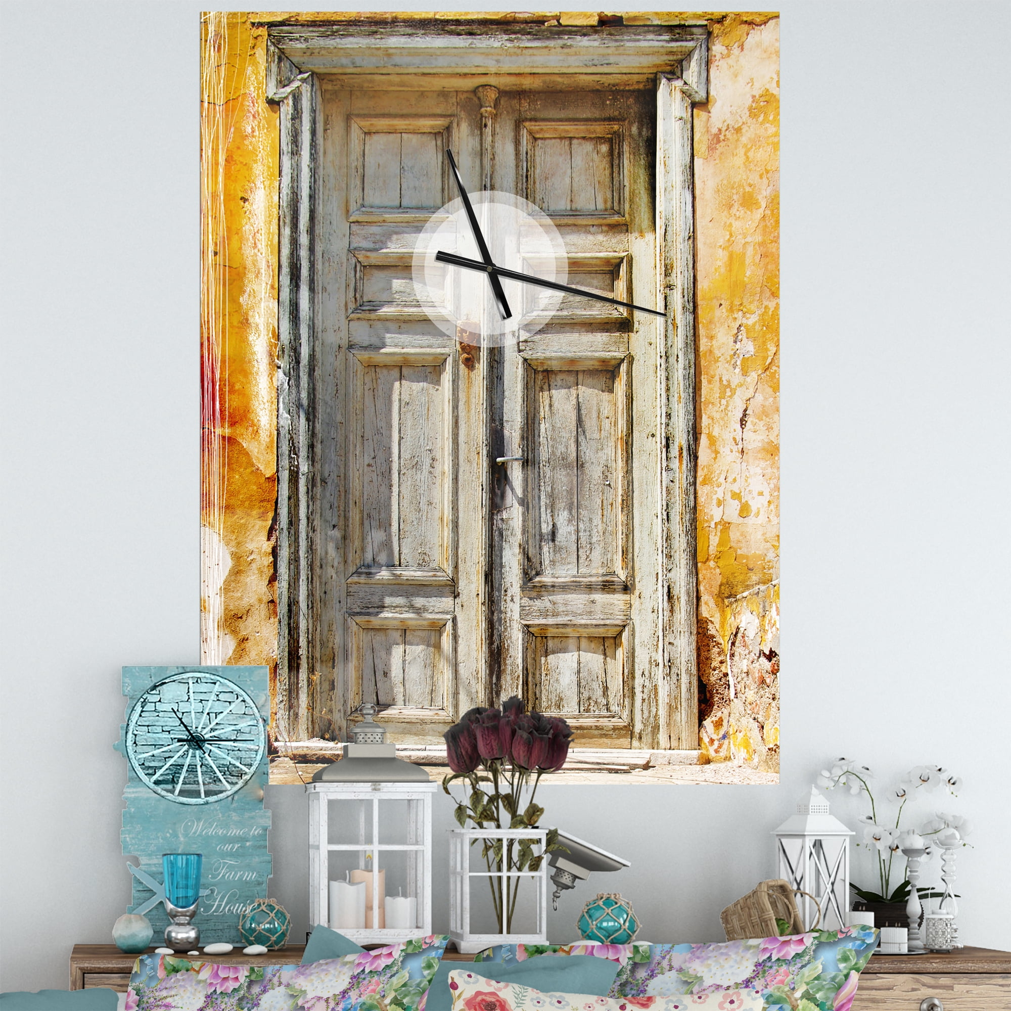 Designart 'Fantasy Flowers Paisley Pattern' Vintage Wall Clock