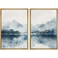 thumbnail image 3 of IDEA4WALL Framed Canvas Print Wall Art Set Lake and Mountain Landscape Serene Watercolor Scenery in Cool Blues Modern Digital Art Wall Decor Minimal Contemporary for Home Decor - Natural 16"x24"x2, 3 of 5