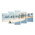 thumbnail image 1 of Animal 5 Panels Acrylic Glass Wall Art, Wild Penguins and Sandy Sunset Beach South African Aquatic Bird, Accent for Living Room, Bedroom, Dorm, 60" x 30", Blue Grey Peach and Dark Grey, by Ambesonne, 1 of 5