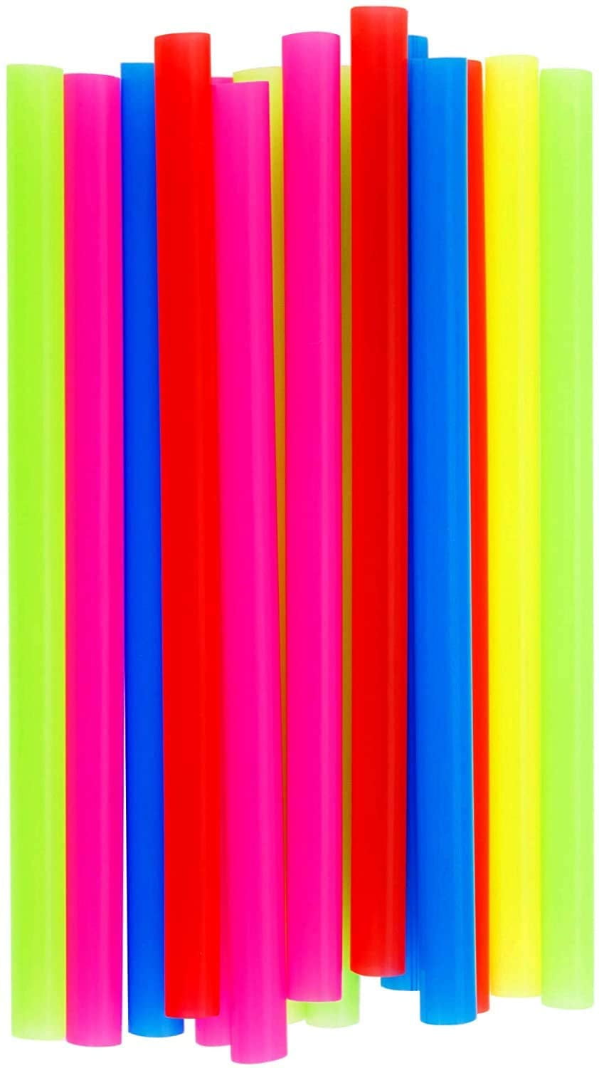 Netko Extra Wide Reusable Plastic Smoothie Straws, Pack of 150, Assorted Colors