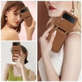 thumbnail image 4 of for Samsung Galaxy Z Flip 3 Wallet Case with Shoulder Lanyard Strap, Crossbody Phone Case with Card Holder Slots for Women Girls, Luxury PU Leather Flip Stand Purse Cover Shockproof Case, Brown, 4 of 9