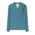 thumbnail image 6 of Womens Long Sleeve Shirts Casual V-Neck Button Blouses Tops Solid Color Lightweight Basic Loose Pullover Fall Winter Sweatshirts 2025 Clothes, 6 of 6