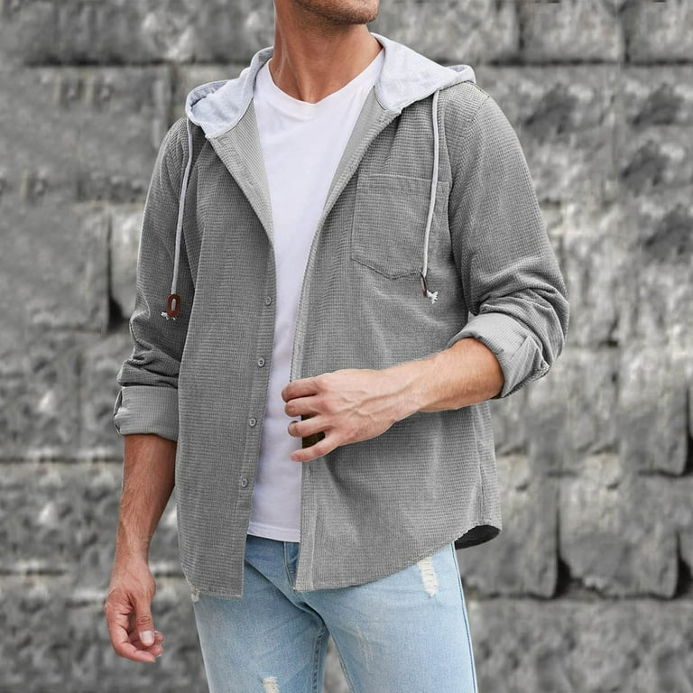 Button up hoodie mens hot sale