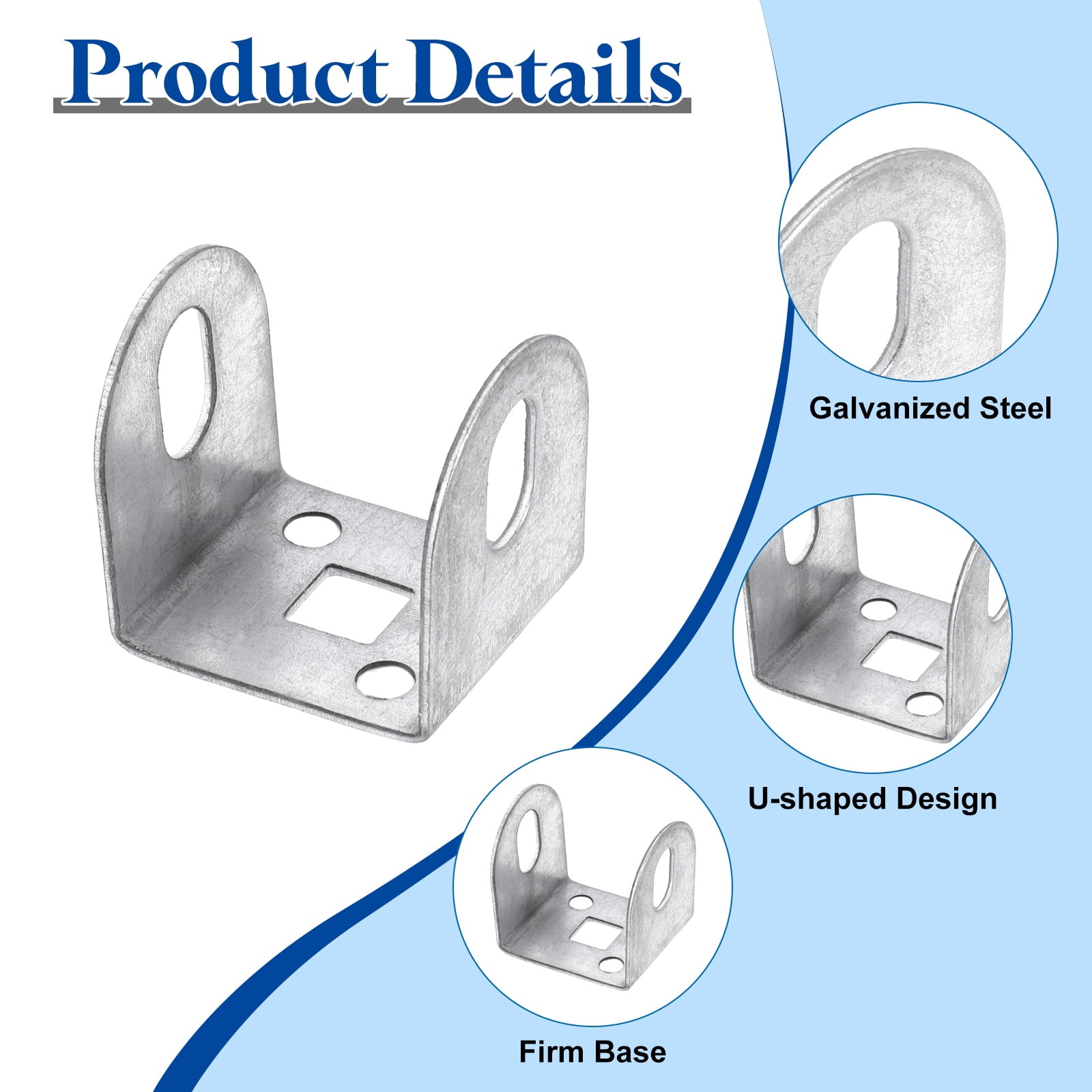 Uxcell 20 Pcs U Bracket for 1.22" Panels, 31 x 33.5 x 34mm Metal U Shaped Fasteners Brackets for Guardrail or Partitions Connection, Silver