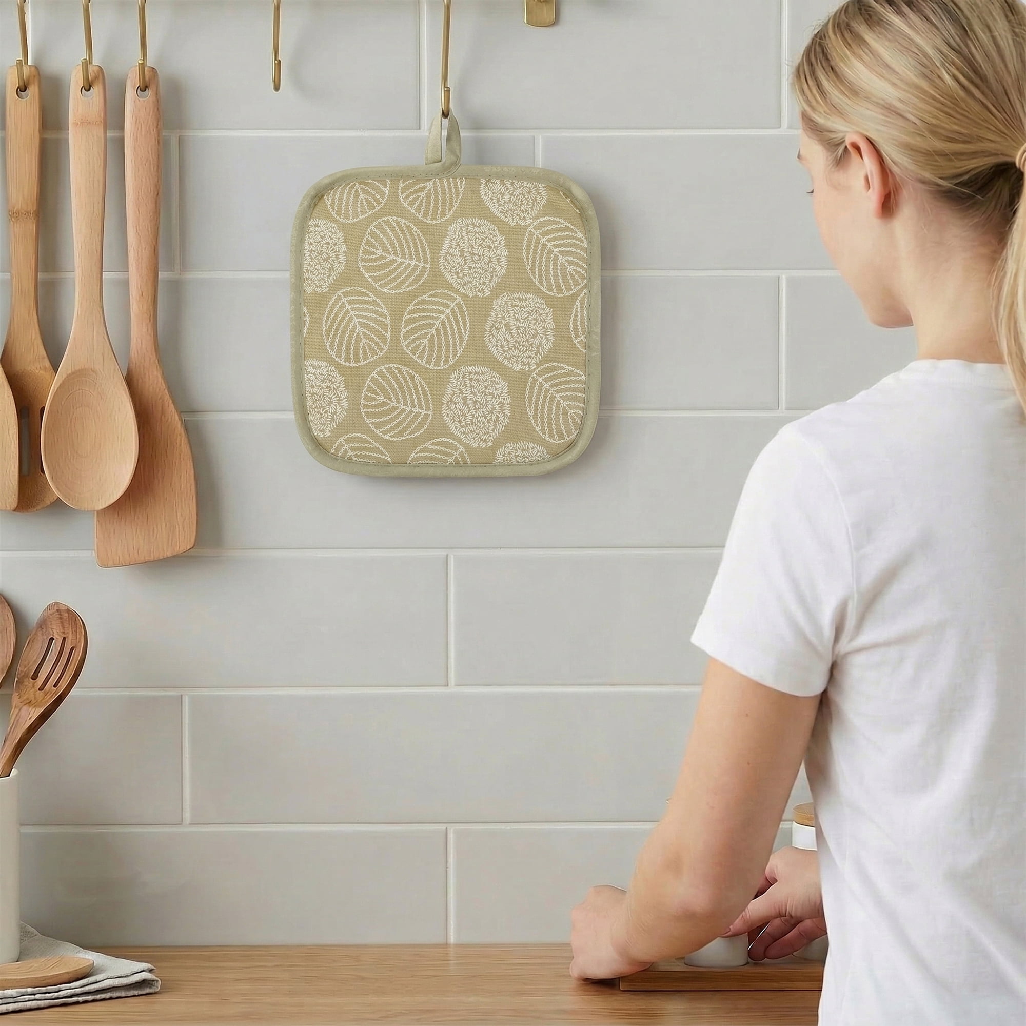 Unique Bargains Pot Holders Heat Resistant Non Slip Hot Pads for Kitchen Baking Khaki 4Pcs
