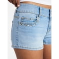 thumbnail image 4 of No Boundaries Low Rise Denim Mini Shorts with Belt, 2" Inseam, Women's 00-20, 4 of 5